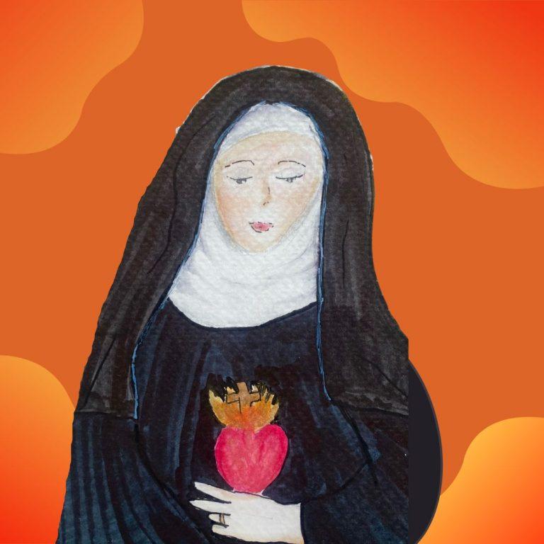 St. Gertrude the Great was a 13th century nun who was devoted to the Heart of Jesus.